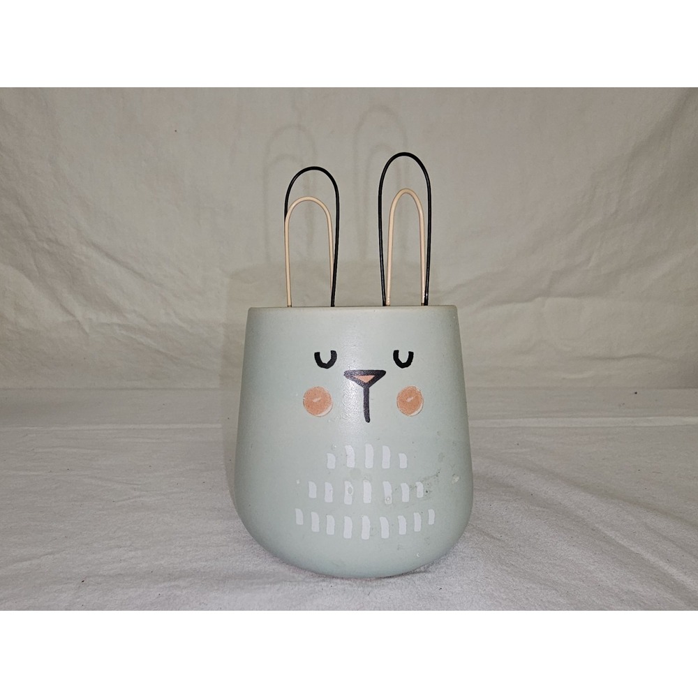 Ceramic Pastel Green Bunny Rabbit Planter Succulent Container 4" Tall